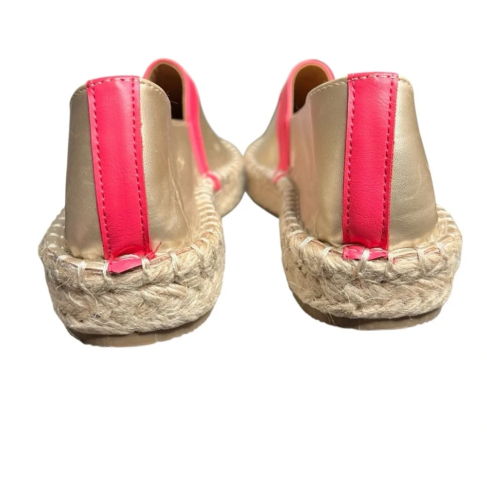 Michelle Mcdowell Flats Womens 7 Shoes Espadrille Slip-On Faux Leather Pink Gold